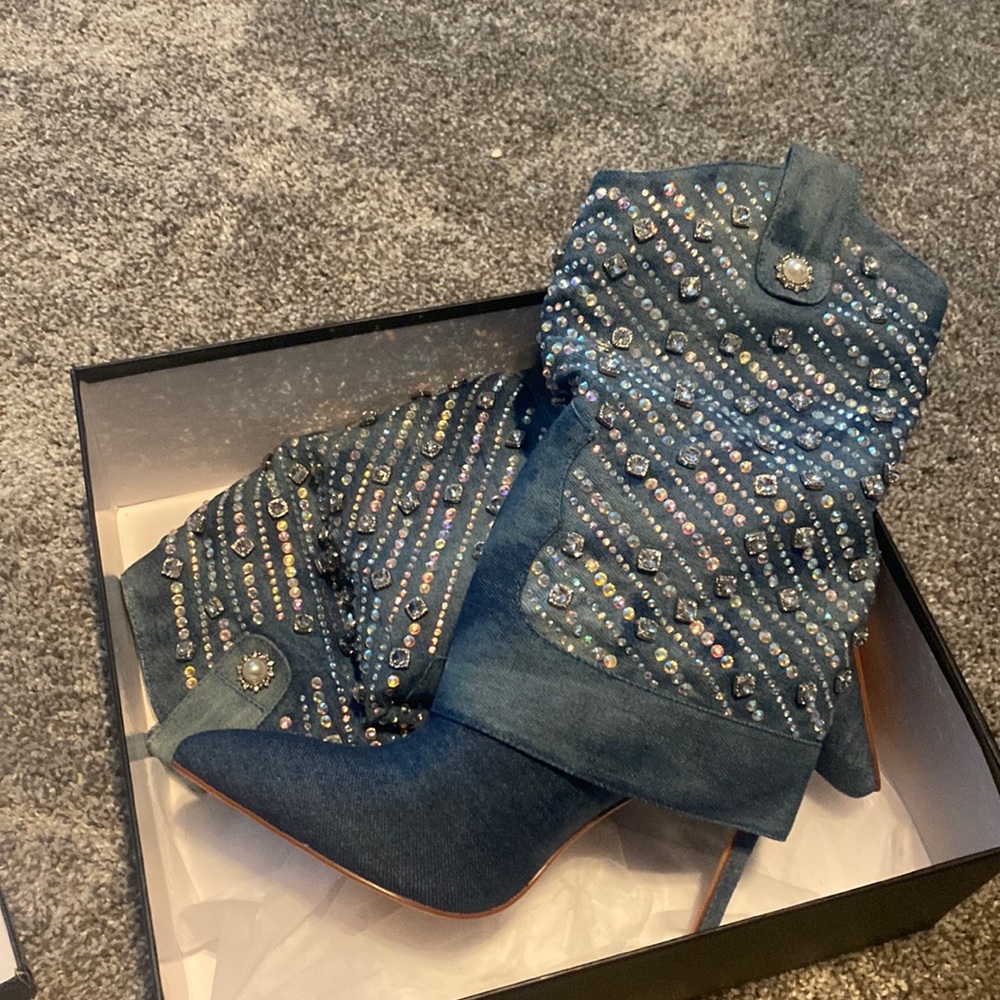 Stunning bling denim boots